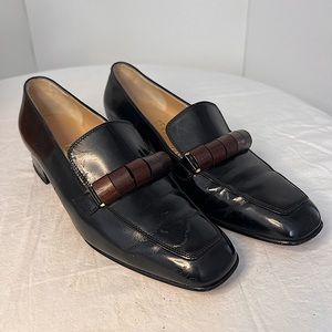 Salvatore Ferragamo black vintage healed-loafers